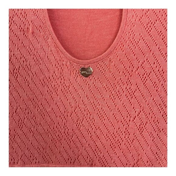 Fernanda Lago Coral Long Sleeve Open Knit Maxi Dress Lace Size S Romantic - Picture 6 of 12